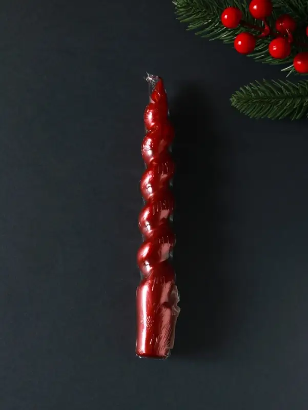 Свеча витая LUXURY, 25&times;170 мм, лакированная, красная
