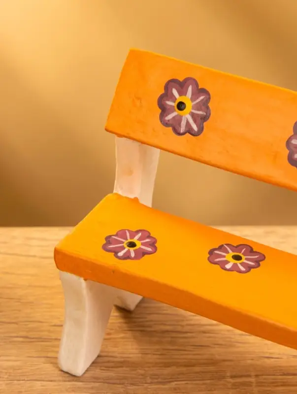 Сувенир дерево "Скамейка с цветами" цв. оранжевый, 11х5х9 см