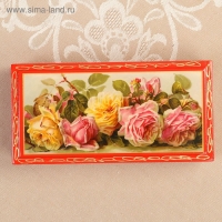 Шкатулка - купюрница &laquo;Розы&raquo;, красная, 8,5&times;17 см, лаковая миниатюра