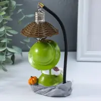 Сувенир полистоун свет "Малышка в шляпке, с гусём" зелёный 3хAG3 5,5х7х17 см