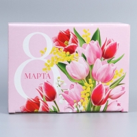Коробка подарочная сборная, упаковка, &laquo;8 марта&raquo;, 26 х 19 х 10 см