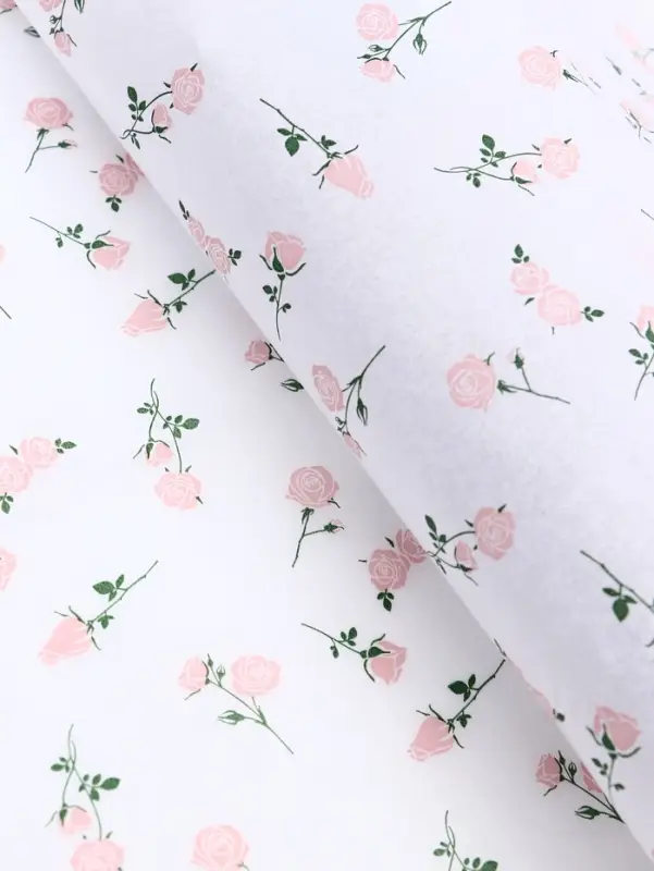 Бумага упаковочная тишью, &laquo;Садовые розы&raquo;, белый, 50 см &times; 70 см 17 грамм