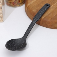 Ложка гарнирная Доляна &laquo;Мрамор&raquo;, 30,5 см, цвет чёрный