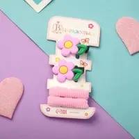 Набор для волос "Ариадна" (2 резинки, 2 зажима) весенний цветочек