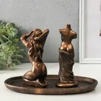 Набор фигур "Богини" на подносе, высота 16 см, цвет винтажная бронза