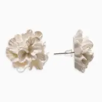 Серьги "Цветок бархатец", цвет белый перламутр