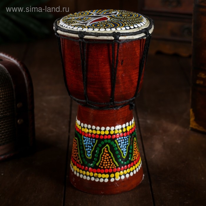 Сувенирный музыкальный инструмент "Барабан Джембе Цветочный узор" 11x11x20 см МИКС