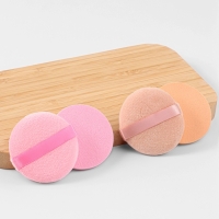Набор д/макияжа 4шт: 2 пуховки, 2 спонжа латекс/полиэстер роз/беж пакет QF