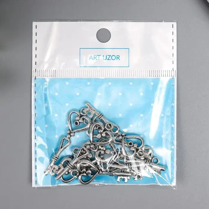 Металлический элемент, декоративная подвеска &laquo;Арт Узор. Ключик-сердечко&raquo;, 4&times;1.3&times;0.5 см