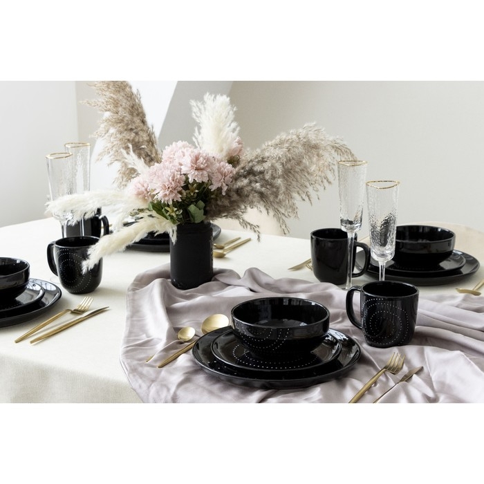 Тарелка керамическая &laquo;Орнамент&raquo;, 27 см, цвет чёрный