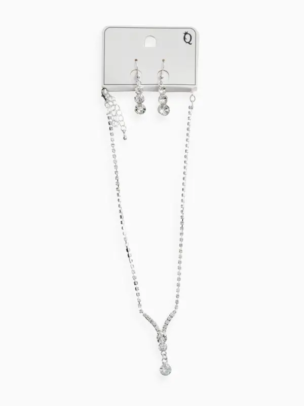 Набор 2 предмета: серьги, колье &laquo;Вечерний шик&raquo;, белый в серебре