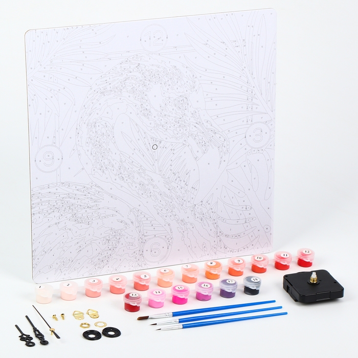 Роспись часов по номерам &laquo;Фламинго&raquo;, 30 х 30 см