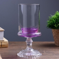 Подсвечник стекло на 1 свечу "Бокал на ножке" фиолетовый 18х8,5х5 см