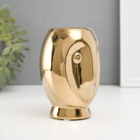 Подсвечник керамика на 1 свечу "Сова Сипуха" d=3,5 золото 9х8,5х12,5 см