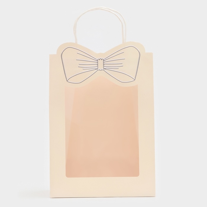 Пакет подарочный новогодний с оком "Бант", 30 х 22 х 14, белый .