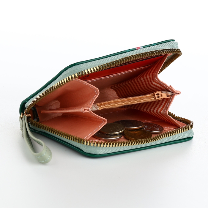 Кошелёк женский на молнии, лакированный, цвет зелёный