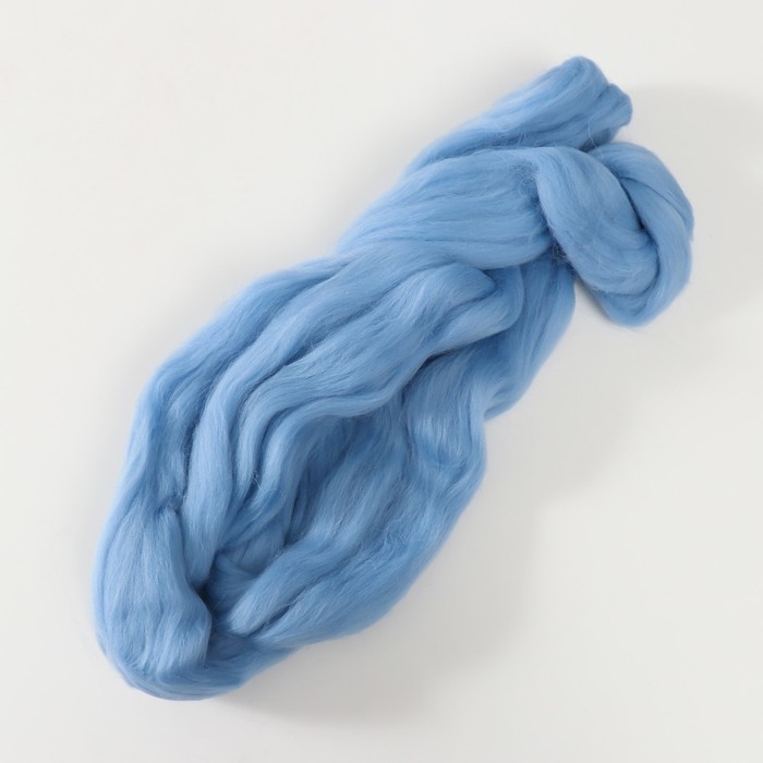 Шерсть для валяния 100% полутонкая шерсть 50 гр (015 голубой)