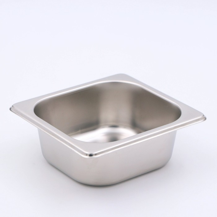 Гастроёмкость 1/6 из нержавеющей стали, 65 мм, 17,6&times;16,2&times;6,5 см, толщина 0,8 мм