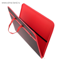 Папка для чертежей и рисунков для художников А2, 640 х 450 х 30 мм, с ручками, текстильная, плечевой ремень, Estado, чёрная/красная кант