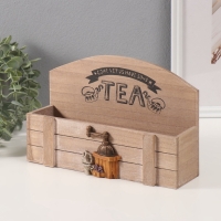 Шкатулка дерево с делениями "Чай и набор для варки кофе" 7х26,5х17 см