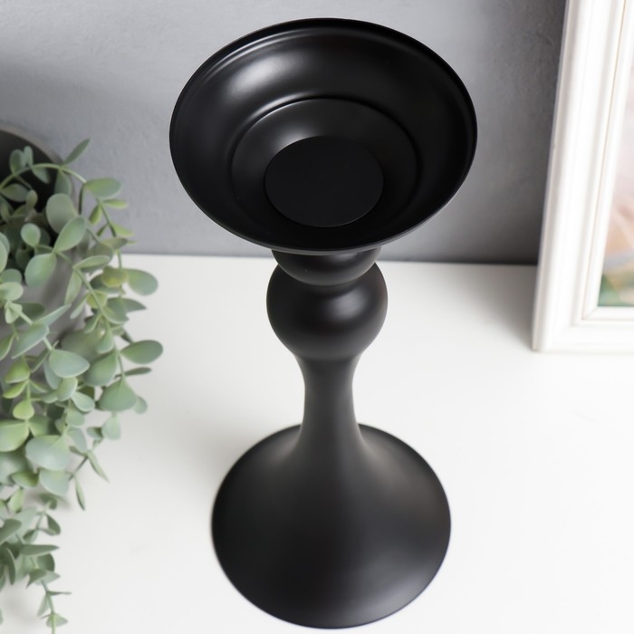 Подсвечник металл на 1 свечу "Изящный" чёрный матовый 31,5х12,5х12,5 см