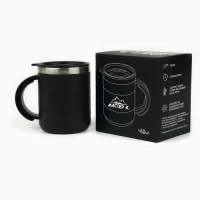 Термокружка "Мастер К" Поход, 450 мл, с ручкой, сохраняет тепло 2 ч, 11 х 8 см, черная