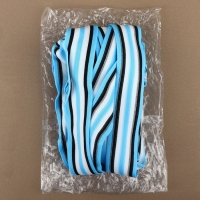 Тесьма трикотажная лампас 40 мм, 9,1 &plusmn; 0,5 м, цвет голубой/чёрный/белый