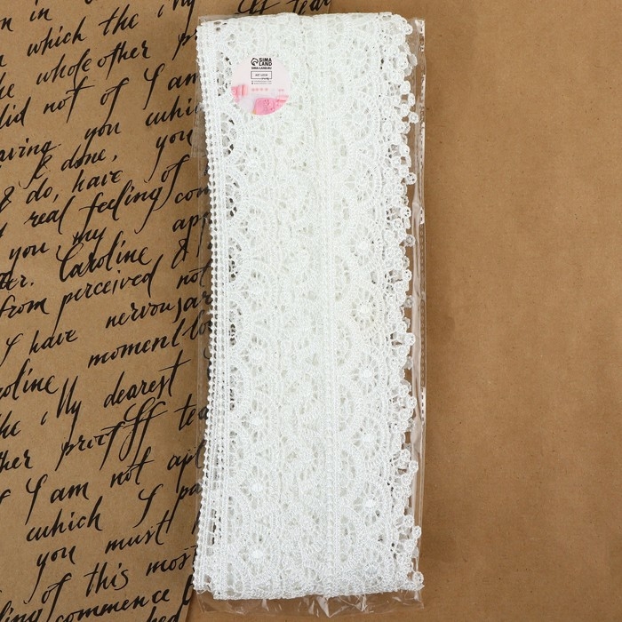 Кружево гипюровое, 45 мм &times; 9 &plusmn; 0,5 м, цвет белый