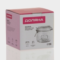 Банка стеклянная для хранения сыпучих продуктов Доляна &laquo;Сердце&raquo;, 580 мл, 10,5&times;10 см, с бугельным замком