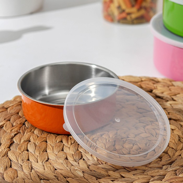 Набор салатников из нержавеющей стали &laquo;Радуга&raquo;, 5 шт: d=18/16/14/12/10 см, с крышками, МИКС