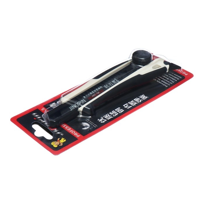 Нож канцелярский, 18 мм, белый, чёрное лезвие