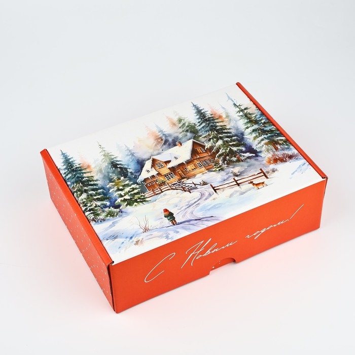 Коробка подарочная новогодняя складная &laquo;Зимний лес&raquo;, 30.7 х 22 х 9.5 см, Новый год