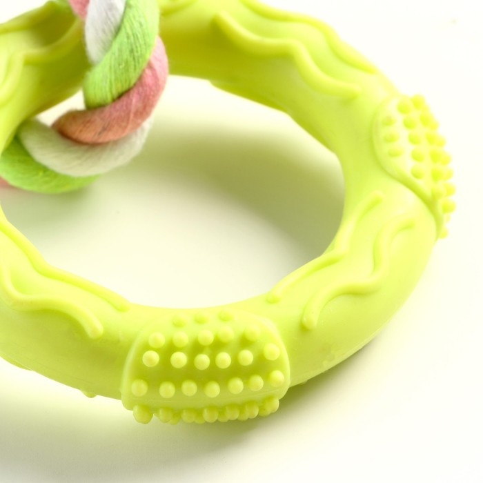 Игрушка жевательная с канатом "Кусочек солнца", 8 см, жёлтая