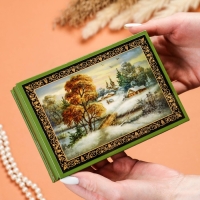 Шкатулка &laquo;Туман&raquo;, зелёная, 11&times;16 см, лаковая миниатюра