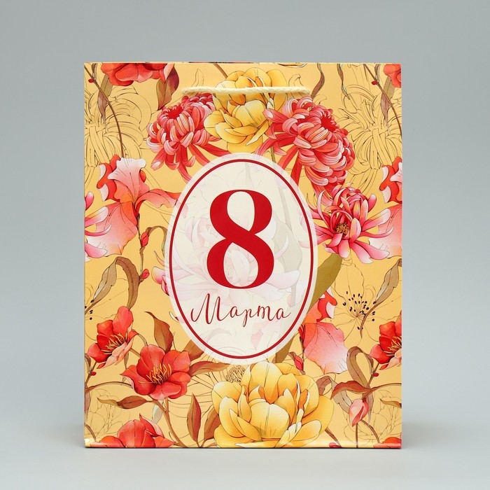 Пакет подарочный ламинированный, упаковка, &laquo;8 марта&raquo;, ML 21 х 25 х 8 см