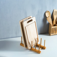 Подставка для разделочных досок и крышек, 26&times;10,5 см, 5 мест, бамбук