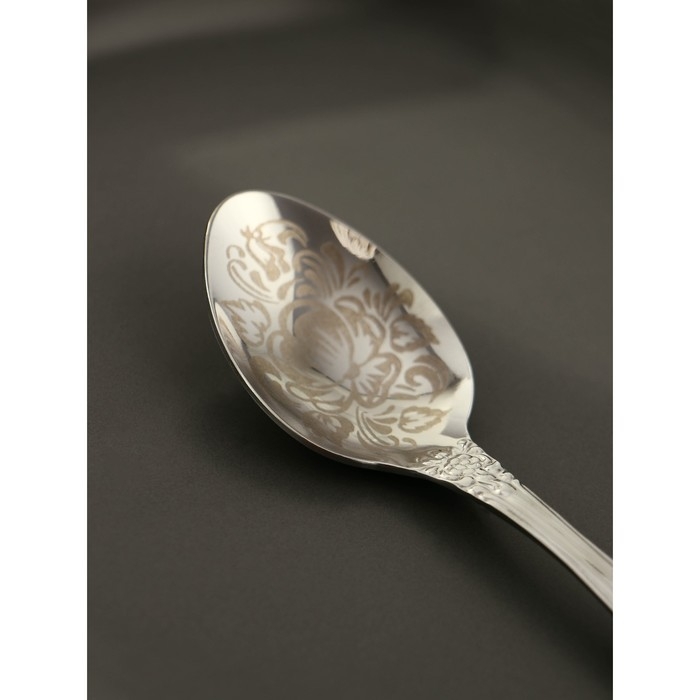 Ложка чайная &laquo;Тройка&raquo;, h=14 см, толщина 1,5 мм, художественная роспись