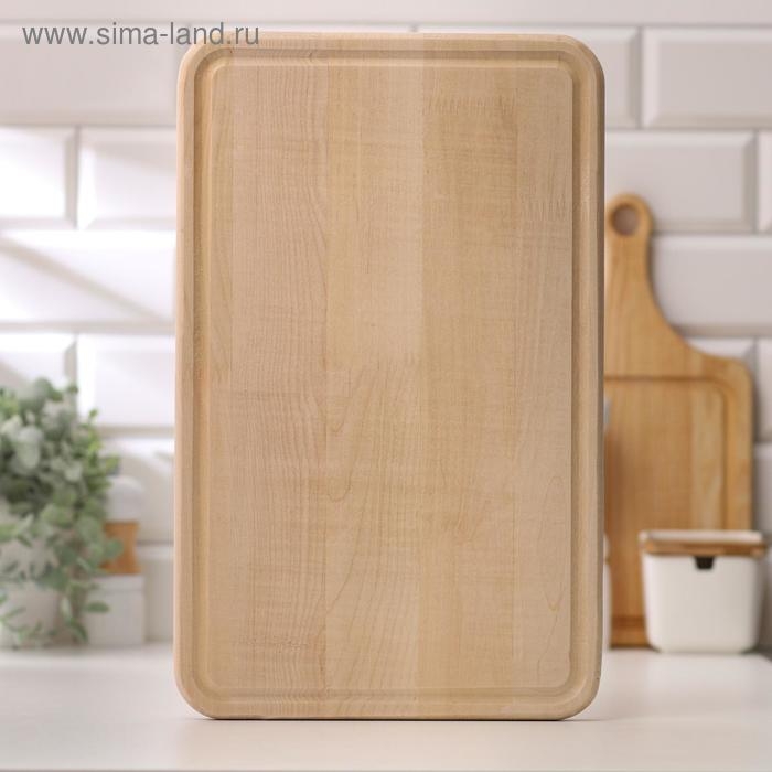 Доска разделочная и сервировочная "Прямоугольник", с желобом, МАССИВ, 40&times;25&times;2,5 см