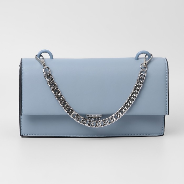 Цепочка для сумки, с карабинами, металлическая, плоская, плотное плетение, 15 × 10 мм, 30 см, цвет серебряный Цепочка для сумки, с карабинами, металлическая, плоская, плотное плетение, 15 × 10 мм, 30 см, цвет серебряный