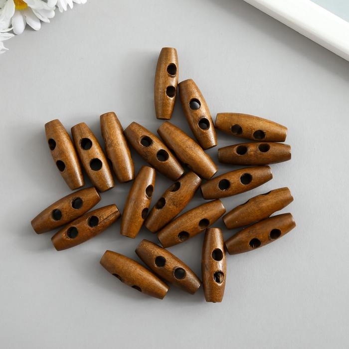 Пуговицы дерево для творчества 2 прокола "Цилиндр" набор 20 шт 4х1,1х1,1 см