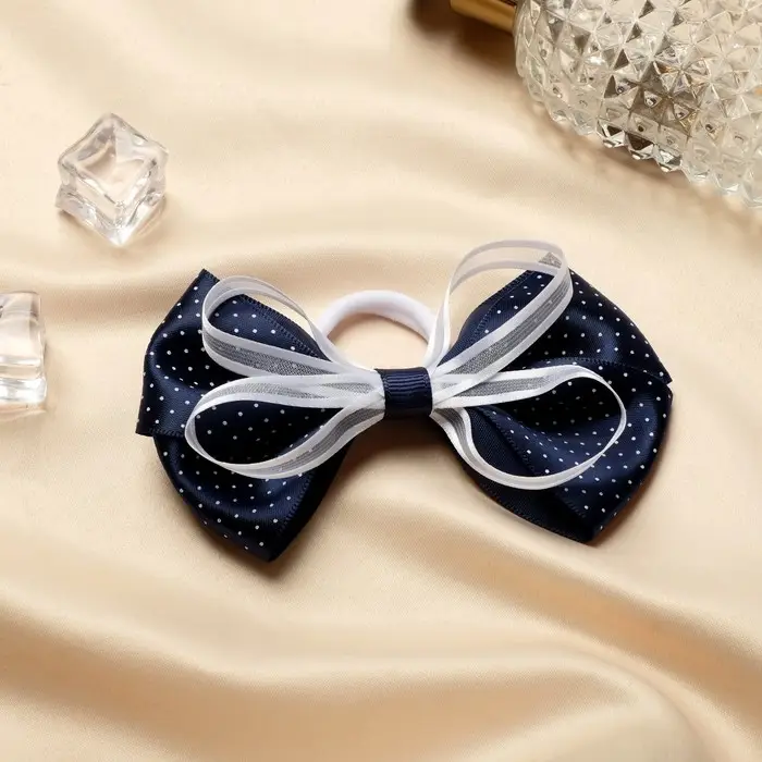 Резинка для волос &laquo;Школьница&raquo;, синий с прозрачной лентой