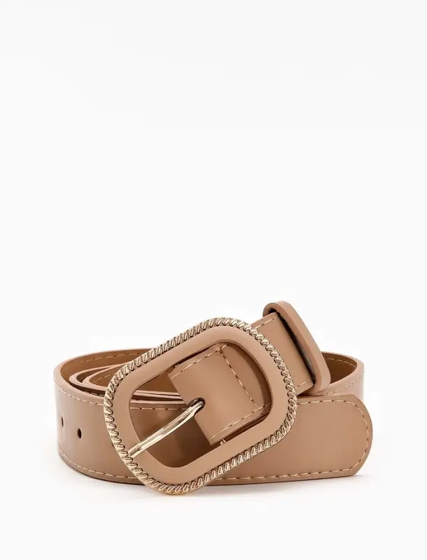 Ремень жен 05-01-07-01, Июнь2507, 3*0,3*110 см, без винта, пряж золото+пласт, 1 прокол, беж   109031