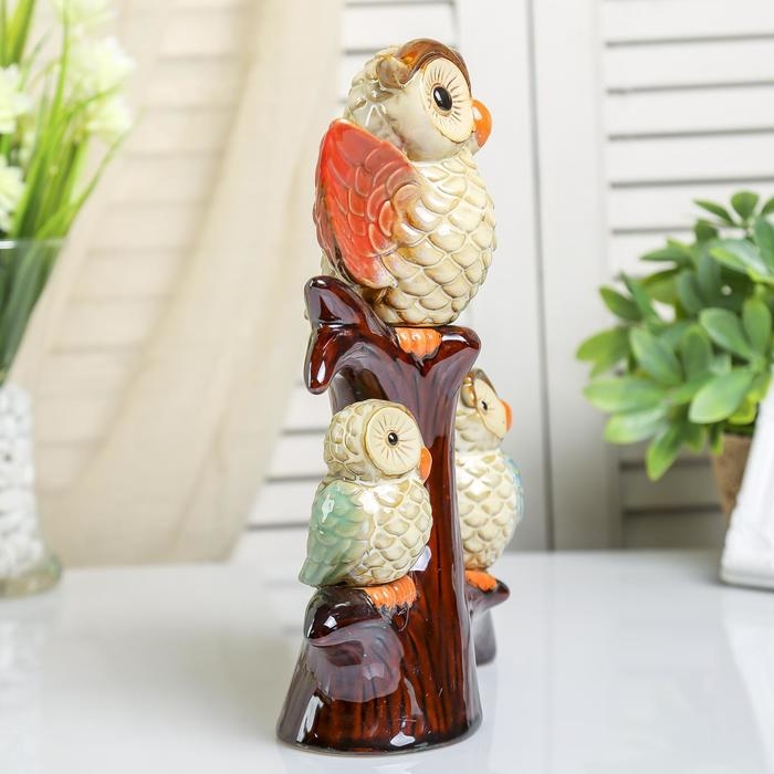 Сувенир керамика "Три совушки на дереве" 24,5х19х6,5 см