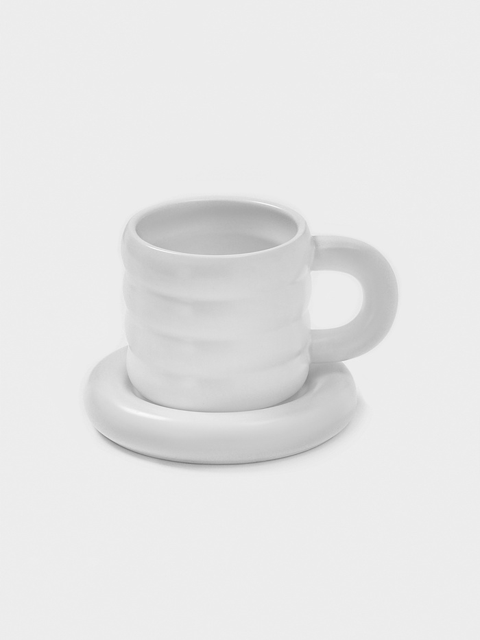 Чайная пара Доляна &laquo;Зефир&raquo;, 350 мл, керамика, белая