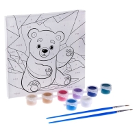 Картина по номерам для детей &laquo;Белый мишка&raquo;,&lrm; 15 х 15 см