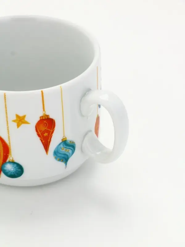 Чайная пара новогодняя &laquo;С Новым годом! Новогодние игрушки&raquo;, 220 мл, кружка, блюдце