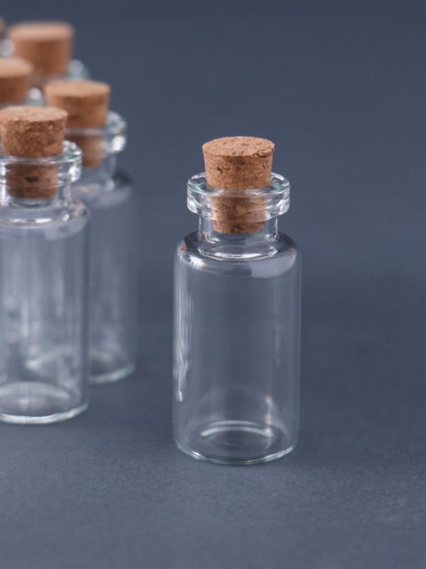 Бутылочка с пробкой, стекло, прозрачная 3 мл набор 12 шт 3,5х1,6х1,6 см
