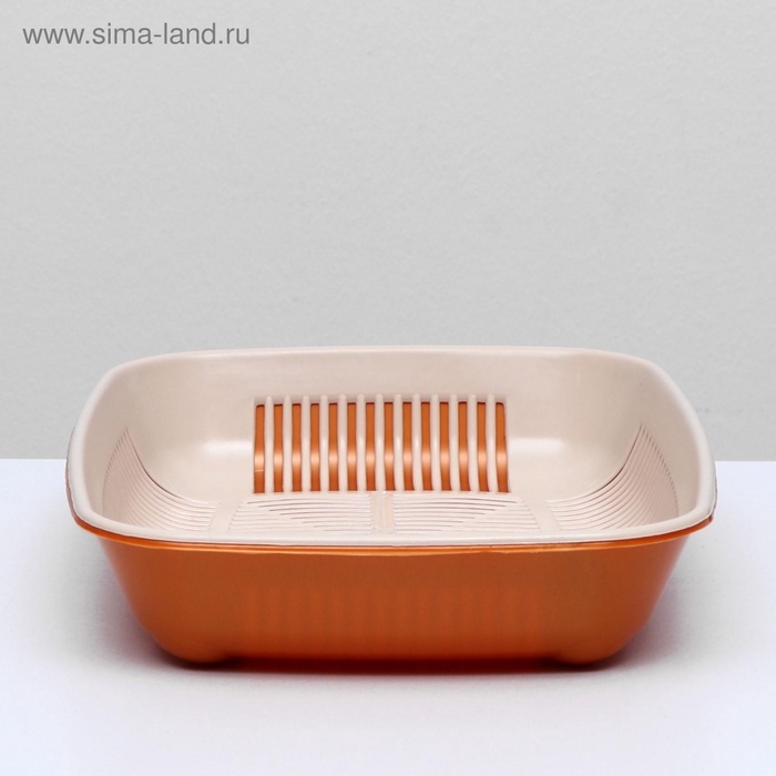 Туалет перламутровый округлый с сеткой 33,5 х 25 х 6 см, золотисто-бежевый