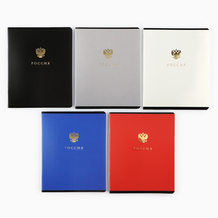 Тетрадь в клетку, 48 листов А5 на скрепке внутренний блок №1 МИКС &laquo;Патриотизм&raquo; тиснение, твин лак, уф лак