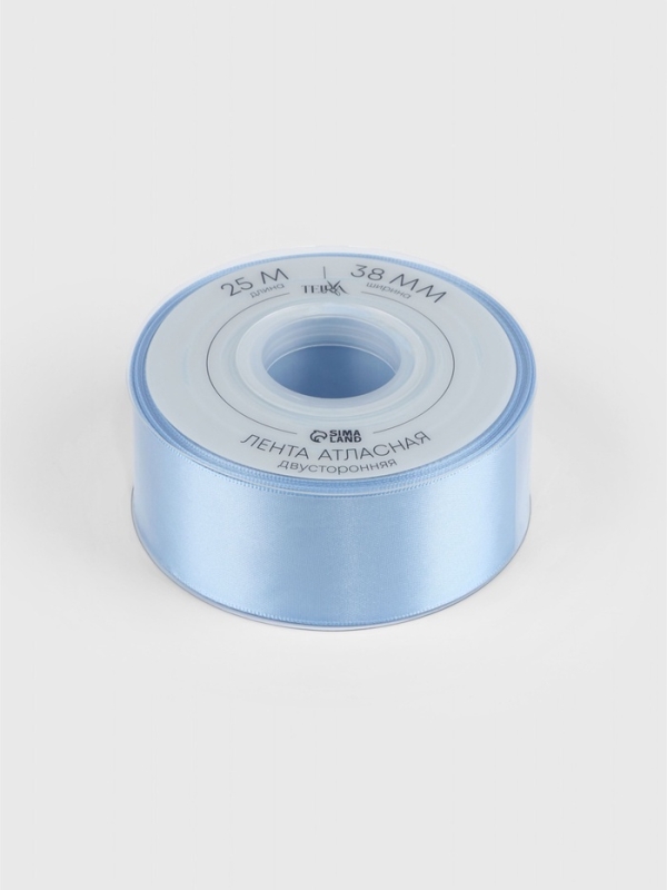 Лента атласная двухсторонняя №332 38мм*25&plusmn;1м небесно-голубой TR